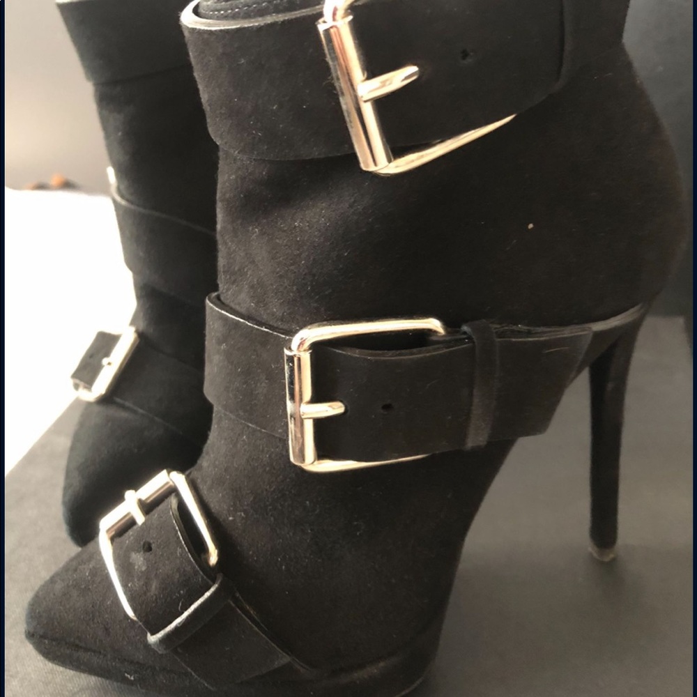 Giuseppe Zanotti Black Suede Buckle Booties